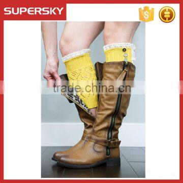 C08-2 Sexy yellow girl lace boot cuff socks women's lace leg warmer Open knitted pattern boot toppers