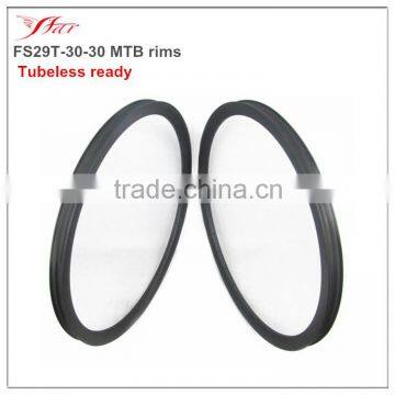 29er MTB clincher rims 30mm wide 30mm deep, 380g/pc, XC or AM verison, 700C carbon clincher MTB rims hookless