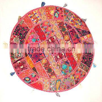 Round Floor cushion cover Indian Patchwork Sari cushion cover Indian Bohemian Vintage Round throw pillow cushion covers