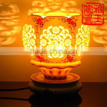 Antique LED Table Lamp Beautiful Night Light Jingdezhen Hollow Ceramic Lamp LED E27 220v 110v Free shipping Bedroom Hotel