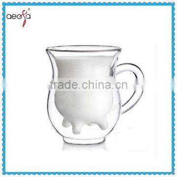 High Quality double wall fancy glass coffee cup with handle and mugs                        
                                                Quality Choice