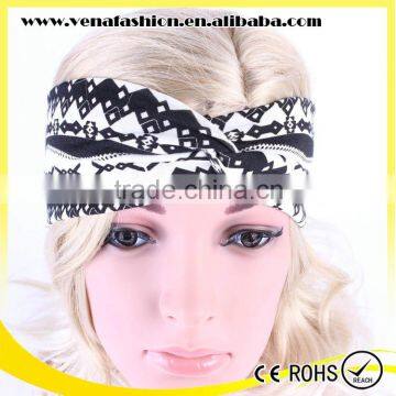 Bohemian Black White Printing Yoga Sports Head Band photo-2