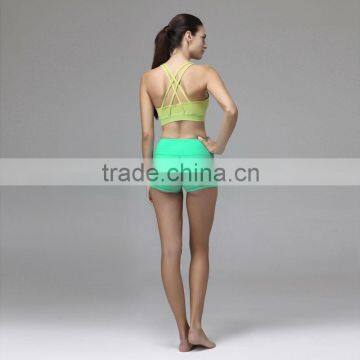 supplex yoga wear woman yoga tank top bra and crossfit shorts made in China