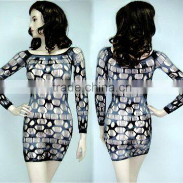 NET-5037 Seamless Reticulate Sexy Long-sleeved Dress