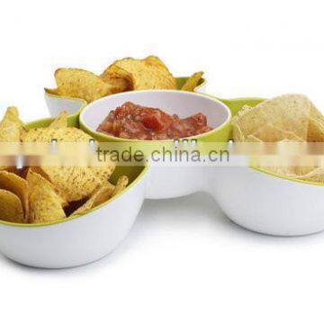 triple dish, snack dish