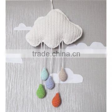 Cloud Raindrops hand made white cloud crochet wall hanging