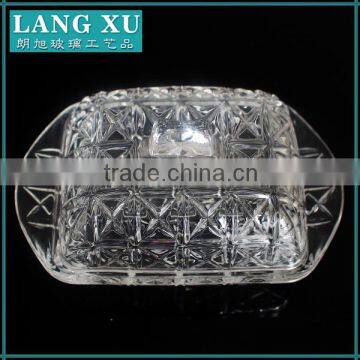 Carved Lidded Glass Cream Butter Dishes With Lids photo-3