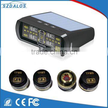 Wireless solar Tire Pressure Monitoring System with Solar Power Panel display the Pressue and Temperature,bluetooth TPMS