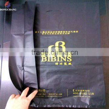 Custom printed patch handle hdpe die cut plastic bag with side gussets for promotion