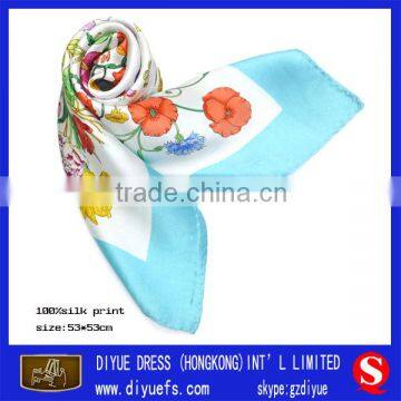 100 Silk Twill Printed Square Scarf/Designer Brand Printed Twill Scarves