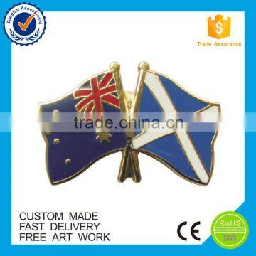 Custom made cross friendship flag lapel pins, crossed flag pins