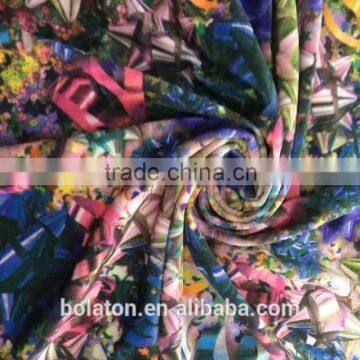 Polyester and Spandex Material Solid Digital Flower Print Velvet for Ladies Dress