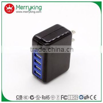 Multi port colorful 4.8a 3a 5v 2a usb adapter with micro usb charging cable