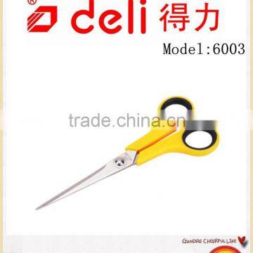 Deli Stainless steel scissors for Office Supply Model 6003 yellow