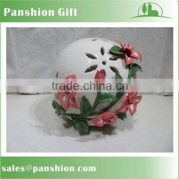 Ceramic ball shape led light table decoration with artifical flower