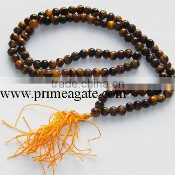 Tiger EyeTassel Mala Necklace, 108 Bead Mala, Nature Stone Jewelry - Jap Mala- Yoga Necklace