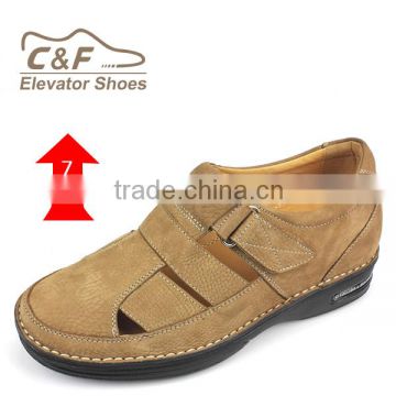 High quality Man leather sandals and summer height elevator shoes men for sale