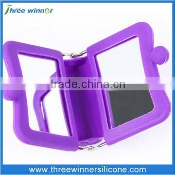 Foldable double silicone mirror colorful silicone cosmetic mirror