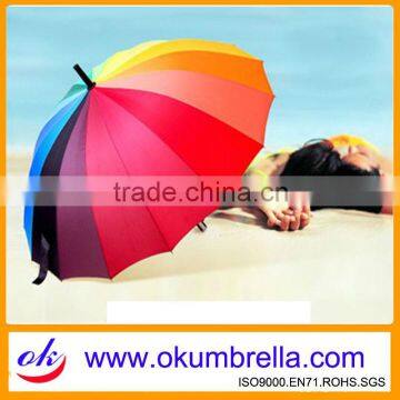 Rainbow golf umbrella,multi-color golf umbrella made in China