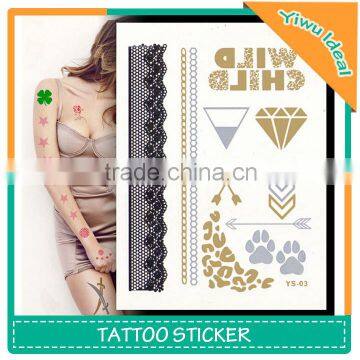 Body Flash Gold Foil Letter Alphabet Tattoo Sticker