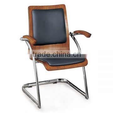 2015 New Black Leatherette Wooden Pad Conference Chairs with Sled Base Design