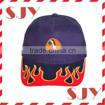 Mens Fitted flame embroidery sport promotional cap and hat