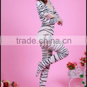 CK06302x Sexy Lace Transparent Long-sleeved Zebra Lingeries Bodystocking photo-3