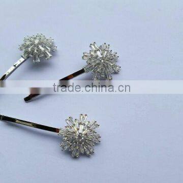 Hot seller platinum plating cubic zirconia bridal hair pins