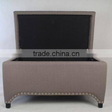 Fabric cover Wood structure Storage Ottoman