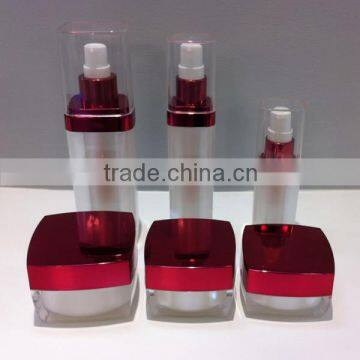 square acrylic cosmetic bottle and jar whole set acrylic cosmetic packaging