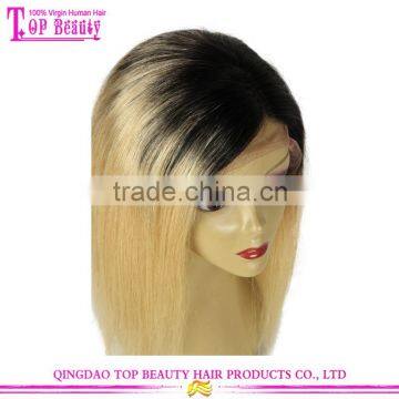 Qingdao Factory Price Brazilian Human Virgin Hair Ombre 613 Blonde Glueless Lace Front Wigs For White Women photo-2
