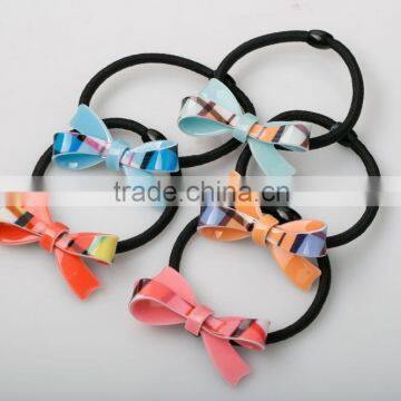 Fashion hair rubber band handmade butterfly hair band colorful plaid elastic hair band