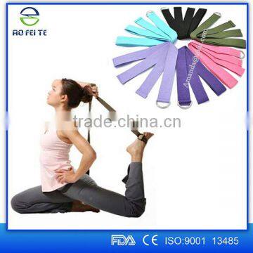 New arrivals 2016 high quality yoga belt , cotton yoga strap , yoga strap with metal D ring