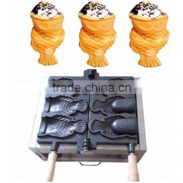 Hot sale snack equipment 110v 220v electric 3pcs open mouth korean fish waffle maker,ice cream fish shape waffle baker