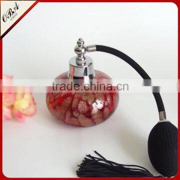 Handmade red gold pot air bag glass perfume bottle / Wholesale 80ml empty glass air bag atomizer perfume bottle