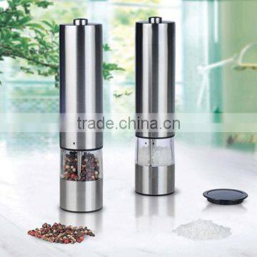 classical stainless steel electric pepper grinder with light