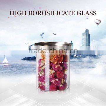 high borosilicate handmade glass steel food container jar for 600ml