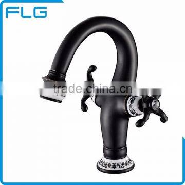 FLG100013 Dual Handle Black Wall Mount Orb Sink Faucet