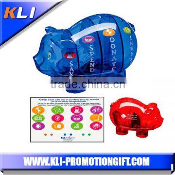 Transparent plastic pig shaped large piggy bank for kids