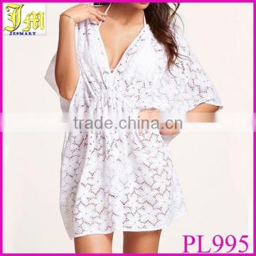 Hot Sexy Women Lace Tunic Short Sleeve Swimwear Bikini Cover Up Summer Beach Dress