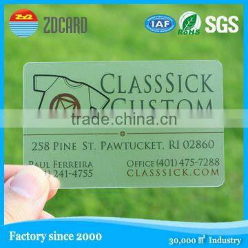 beautiful customized transparent 85.5*54mm pvc card