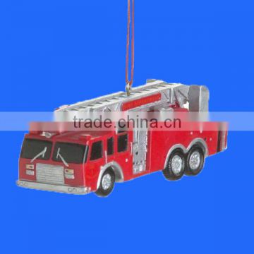 Red Fire Truck Resin Hanging Christmas Ornament