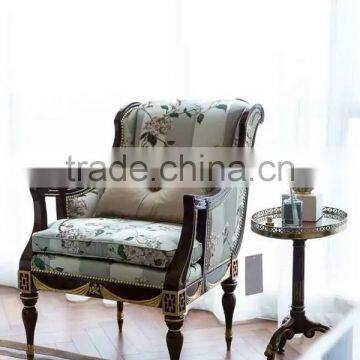 Vintage Style Villa Single Sofa Carved Wooden Living Room Arm Chair Imperial Gold Painted One Seat Sofa Chair