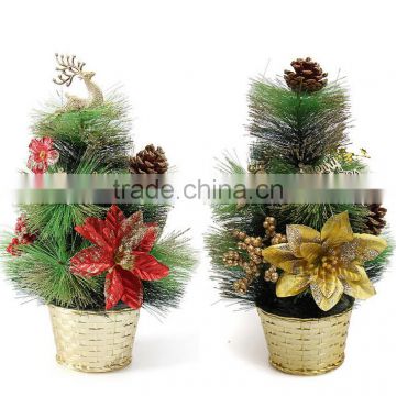 Attarctive pine needles glitter decoration christmas bonsai tree