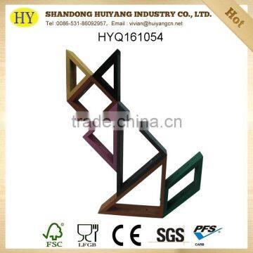 Tangram Shape Wooden Display Rack Against Wall photo-2