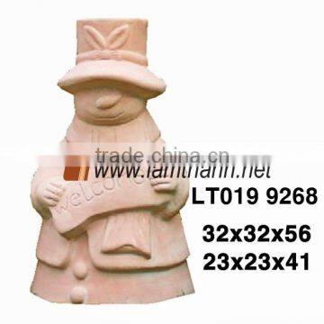 Vietnam Terracotta Garden Ornament White Wash Terracotta Decorative Snowman