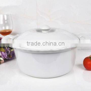 13" Round Porcelain Baking Tray With Lid photo-2