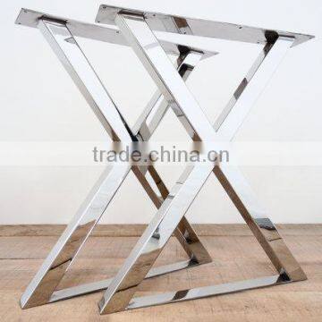 Best Quality Furniture Stainless Steel Polishing Finished X Shape Wood Table Leg photo-2