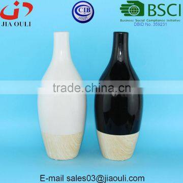 Good sales modern ceramic bottle shape vases for home decor, wood print vase