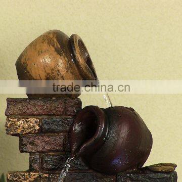 Rustic Brick Wall and Jugs Tabletop Fountain With LED Light photo-4